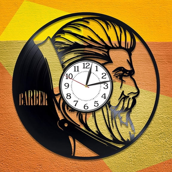 YanGxx Profession Birthday Gift Idea for Boy Barber Wall Clock for Man Profession Vinyl Record Wall Clock Barbershop Original Home Decor Barber Handmade Products