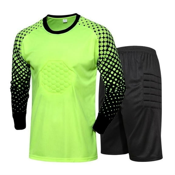 Profession Goalkeeper Soccer Jersey, Goalie Shirts, Youth Child Men Football Suit with Sponge Protection Doorkeeper Adult Shirt and Shorts