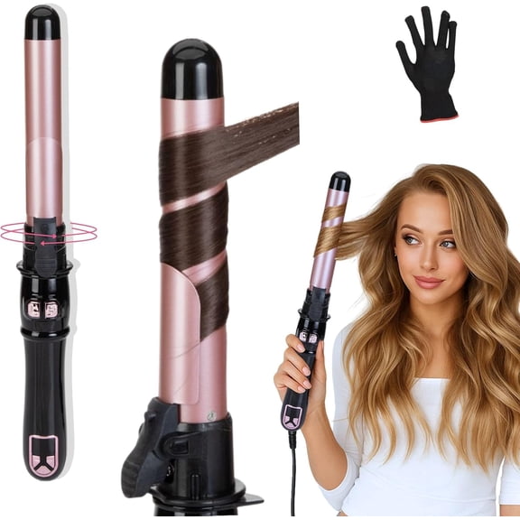 Professional 1.1 Inch Auto-Rotating Curling Iron, Automatic Hair Curler with Ceramic Coating for Effortless Waves, Self-Curling Styling Wand with Fast Heat-Up and Anti-Scald Design