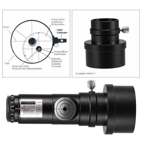 Professional 1.25 inches Telescope Laser Collimator with 2 inches Adapter Alignment Calibrator
