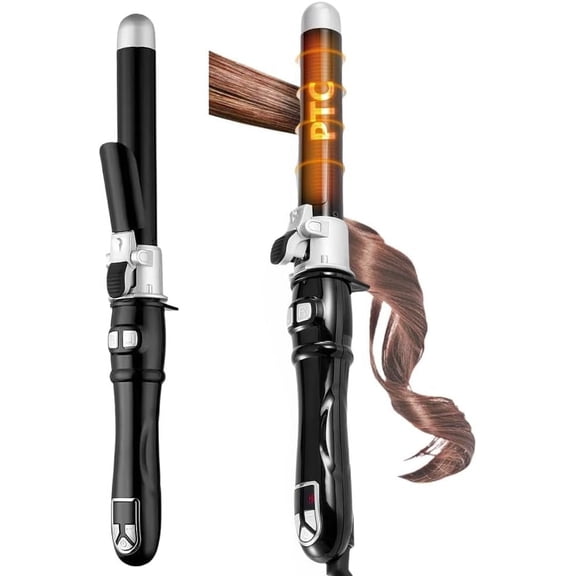Professional 1 Inch Auto-Rotating Ceramic Curling Iron, 360° Rotary Hair Curler for Effortless Beach Waves, Digital Temperature Control Styling Wand with Fast Heat-Up