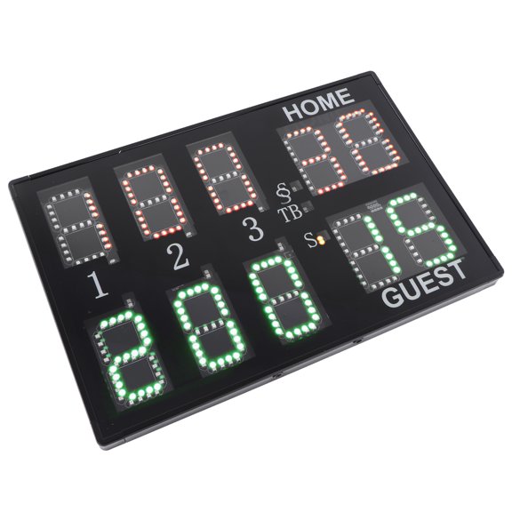 Professional 10 Digit LED Tabletop Electronic Scoreboard / 3-inch Digits Multisport Match Score Board with Wireless Remote (16.1 x 11.8 in / 41 x 30 cm)