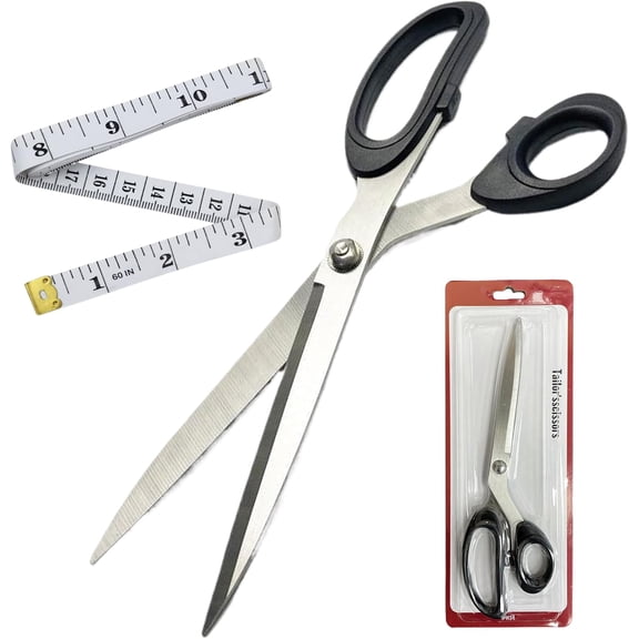 Professional 10 Inch Fabric ScissorsStainless Steel Scissors All Purpose Heavy Duty Fabric Shears with Sewing Ruler for Craft Leather Cutting Tailoring