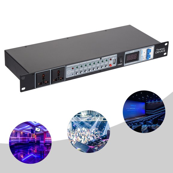Professional 10 Socket Audio Power Conditioner Digital Voltmeter USB Surge Protector 2000W ,Pro Audio Supply Controller with Digital Voltmeter for Home Theater Stage/Studio