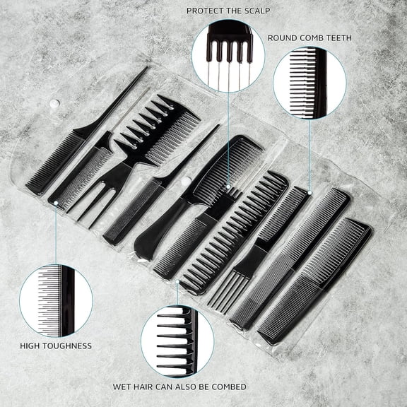 Professional 10-pc Comb Set-Detangle & Style Assortment