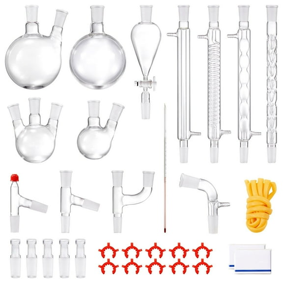 Professional 1000ml Essential Oil Distillation Kit, 32-Piece Borosilicate Glassware Set with 24/40 Joints for Home Lab Distilling