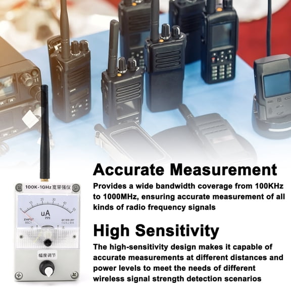 Professional 100KHz to 1GHz Broadband Field Strength Meter High Sensitivity Field Intensity Indicator / 100KHz - 1GHz Dual-Unit Frequency Signals Tester