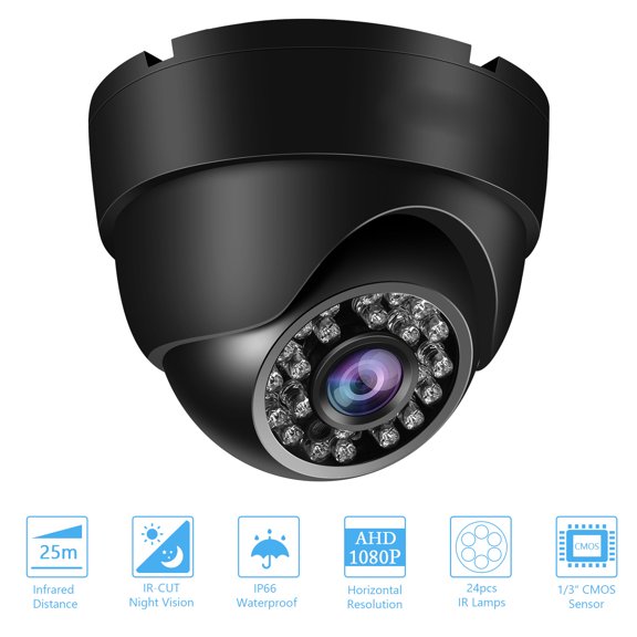 Professional 1080P Full HD Security Camera Outdoor Waterproof Weatherproof Analog Dome Surveillance AHD Camera for Home Business Protection (7.8 x 3.1 x 2.5 inches / 19.5 x 8.0 x 6.5 cm)
