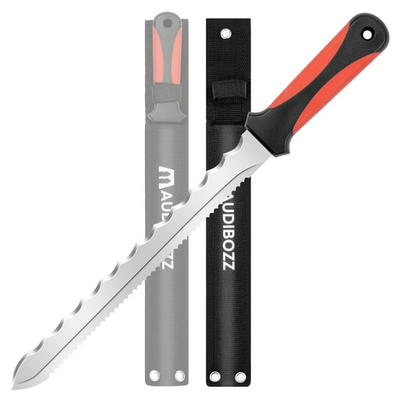 GZCMXH Insulated Knife - Turf Cutter: Stainless Steel 11" Sharp Blade, Double-Sided Multi-Purpose Lawn Repair Saw with Nylon Sheath (Red)