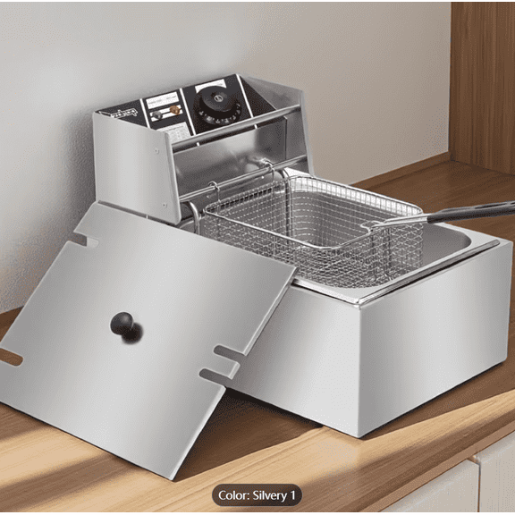 Professional 12.5 Quart Electric Deep Fryer, 1700W, 2-Basket, 304 Stainless Steel