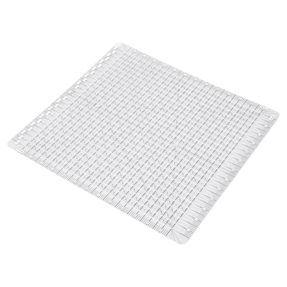 Professional 12.5x12.5 in Acrylic Transparent Quilting Template Ruler Double Color Line Grid Precision Sewing Quilt Strip Slotted Ruler for Fabric Cutting Handcraft DIY Alignment Guide