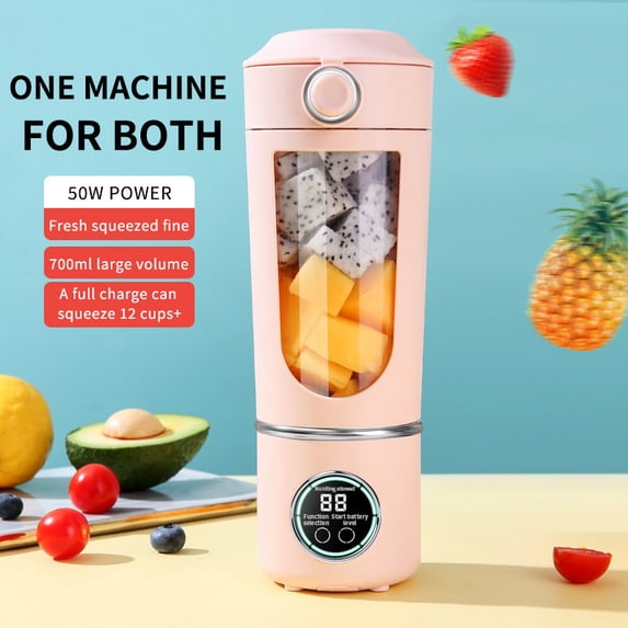 Professional 12-Blade Portable Blender for Ice Crushing, 500ml Large Capacity USB Rechargeable Juicer for Gym & Fitness, Smoothie Maker with Smart Auto-Cleaning