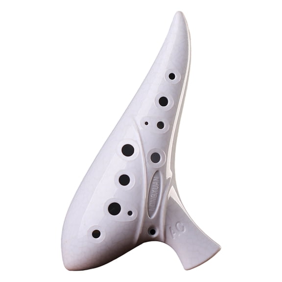 Professional 12 Hole Ceramic Ocarina Wide Octave Ranges Easy to Learn Wind Instrument for School Bands and Performers