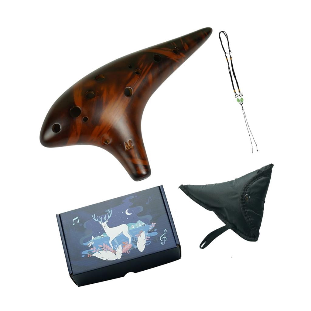 Professional 12 Hole Ceramic Ocarina Wide Octaves Ranges Easy to Learn Wind Instrument for School Bands and Performers