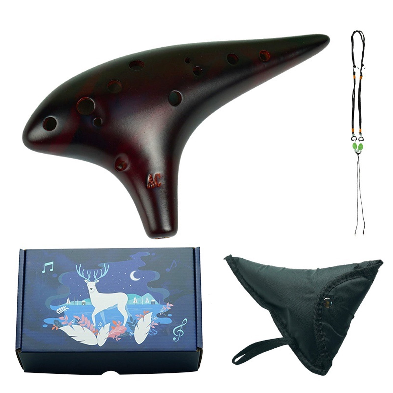 Octave Instrument Professional 12 Hole Ceramic Ocarina Wide Octaves Ranges Easy to Learn ...