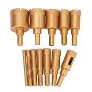 Professional 12-Piece M10 Diamond Hole Saw Drill Bit Set 6mm to 35mm / 0.24 to 1.38 inches - Heavy Duty 40 Grit Dry and Wet Tile Hole Opener Core Drill Kit for Brick, Marble, and Granite