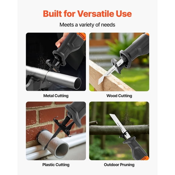Professional 120V Reciprocating Saw Kit with 8 Blades Variable Speed 3000 SPM for Wood Metal Plastic Cutting Includes Storage Bag