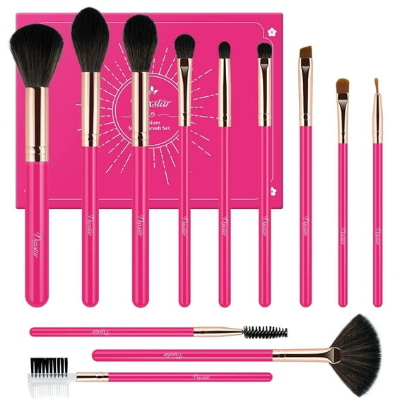 Professional 12Pcs Red Makeup Brush Set Foundation Eyebrow Blush Concealer Face Powder Eye Shadows Highlight Brush Kit