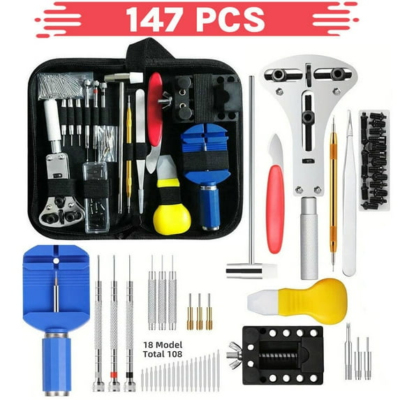 Professional 147 Pcs Watch Repair Kit Watchmaker Back Case Remover Opener Link Pin Spring Bar