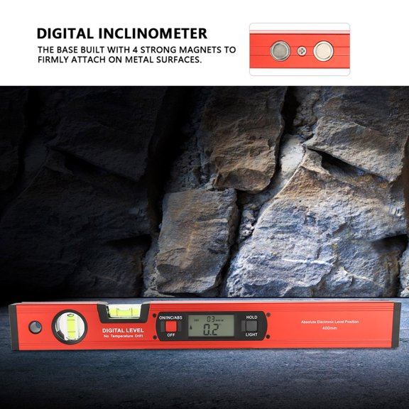 Professional 16.5-Inch Backlit Magnetic Angle Finder Level and Dual Bubble Inclinometer