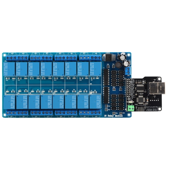 Professional 16 Channel Ethernet Control Module Integrated Web Server Network Relay Controller Board, WAN LAN Remote Automation RJ45 Port Switch System (7.08 x 3.93 x 0.79 Inches / 18 x 10 x 2 cm)