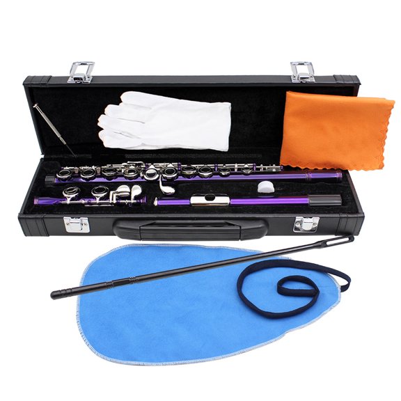 Professional 16 Hole Flute with E Key C Tone Closed Hole Flute With Bag Cleaning Cloth for Beginners Student