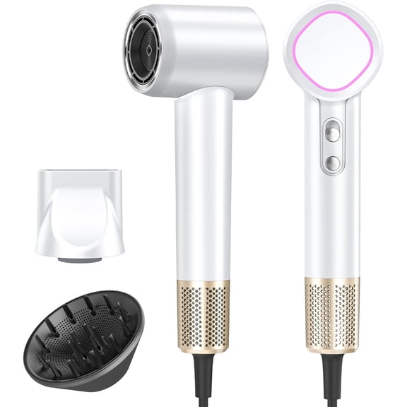 Professional 160,000 RPM High-Speed Ionic Hair Dryer, 1700W Fast Drying Blow Dryer with Brushless Motor, 500 Million Negative Ions for Frizz-Free Shine, Magnetic Nozzle & Diffuser