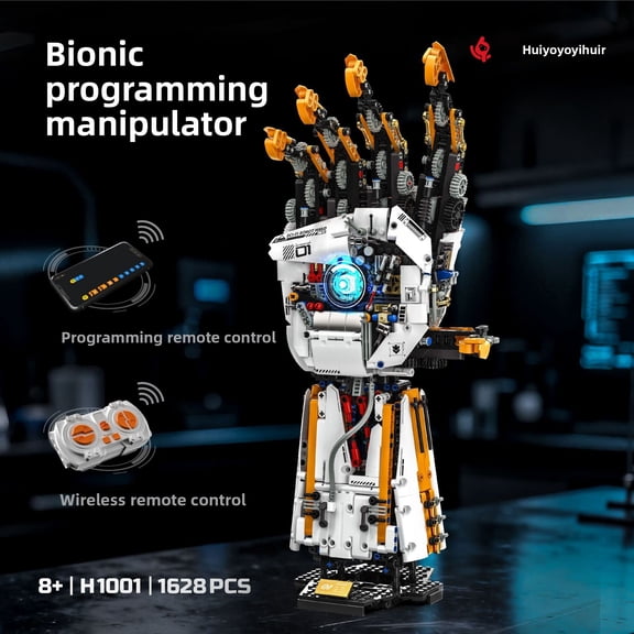 Professional 1628-Piece Bionic Hand Engineering Set - App-Controlled Programmable Robotic Arm with Multi-Motor Drive, Precise High-Density Bricks for Tech Fans