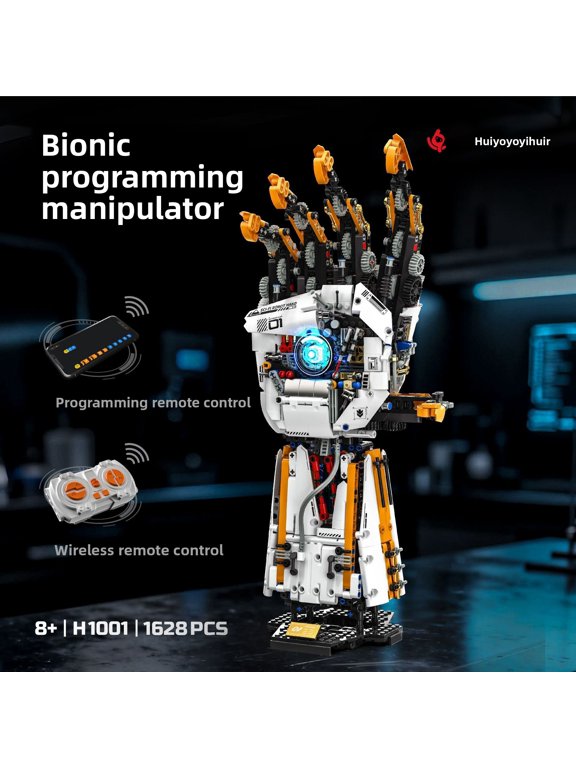 Professional 1628-Piece Bionic Hand Engineering Set - App-Controlled Programmable Robotic Arm with Multi-Motor Drive, Precise High-Density Bricks for Tech Fans