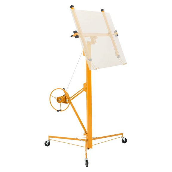 Professional 16ft Drywall Lift with Telescoping Arm,150lbs Capacity Panel Hoist,Locking Caster Wheels for Ceiling&Wall Installation,Yellow Sheetrock Jack Tool
