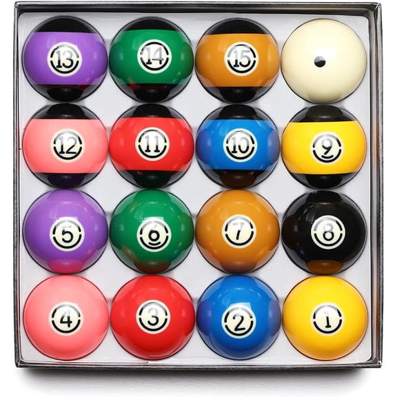 Professional 2-1/4" Regulation Size Billiard Ball Set, Premium High-Density Resin Pool Balls for Standard Tables, Complete 16-Ball Collection for Tournament and Home Play, High Gloss Finish