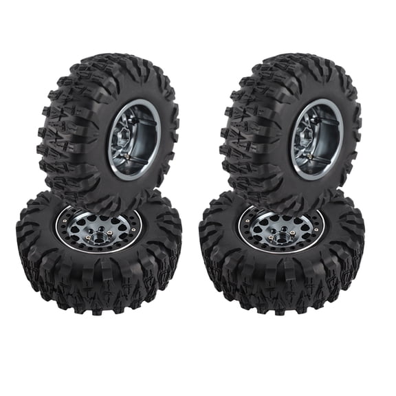 Professional 2.2 Inch RC Crawler Tires with Reinforced Metal Lock Wheel Hubs, High Performance All Terrain Spare Part Accessories for 1/10 scale RC Vehicles, 4 Pack Set (4.7 in / 12 cm)