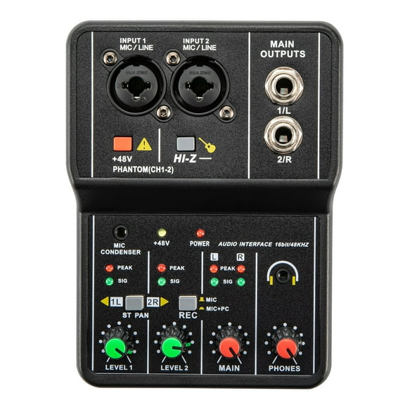 Professional 2/4 Channel Mini Audio Mixer Bluetooth USB DJ Console Multifunctional Digital Sound Card Studio Mixer