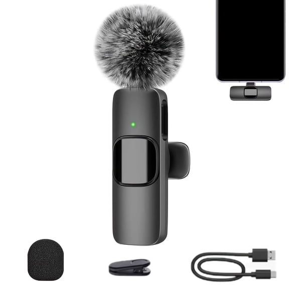 Professional 2.4G Wireless Lav Mic with USB-C, 100ft Range, DSP Noise Reduction & Windshield for Podcasting, Streaming, Smartphones, Tablets