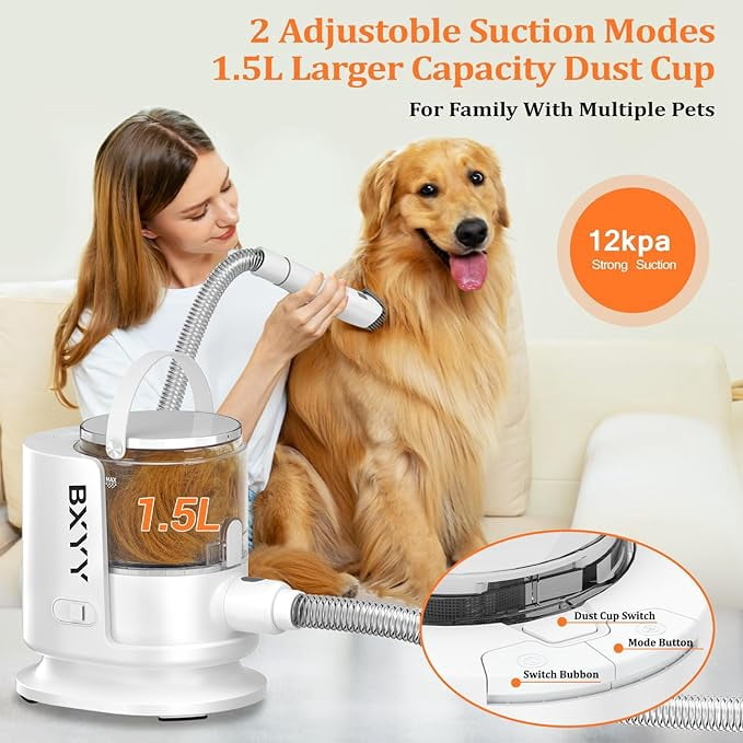View of Professional 2.5L Pet Grooming Vacuum System - Complete Dog Hair Care ...