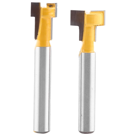 Professional 2-Piece T-Slot Woodworking Milling Cutter Router Bit Set with 1/4-Inch Shank and 3/8 & 1/2-Inch Cutting Diameters for Precision Edging and Slotting / 6.35 mm Shank