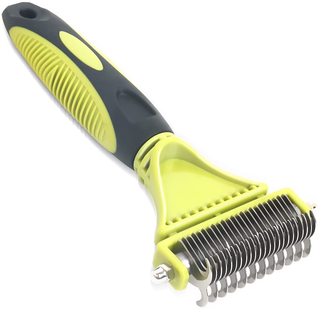 Professional 2-Sided Pet Dematting Undercoat Rake Comb for Dogs & Cats, Premium Pet Grooming Tool - Safely Removes Loose Undercoat, Mats, Tangles and Knots. No More Nasty Shedding and Flying Hair.