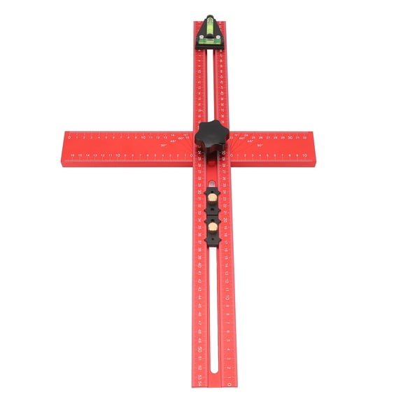 Professional 2-in-1 Drilling Positioning Ruler and Multi-Angle 45/90 Degree T-Square Punch Locator Guide for Precision Woodworking Layout (21.6 x 4.7 in / 55 x 12 cm)