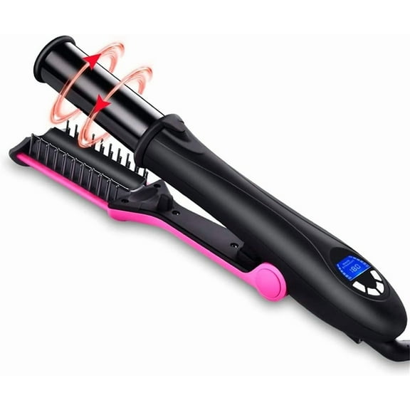 Professional 2 in 1 Hair Straightener & Curler Hair Iron LCD Display,360 Rotating Cord,Ceramic Plates, 13 Heat Settings, Black/Pink