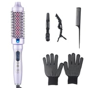 Professional 2-in-1 Infrared Heated Round Brush Hair Styler, Ceramic Tourmaline Thermal Comb for Root Lift and Volume, 10 Precise Heat Levels with LCD