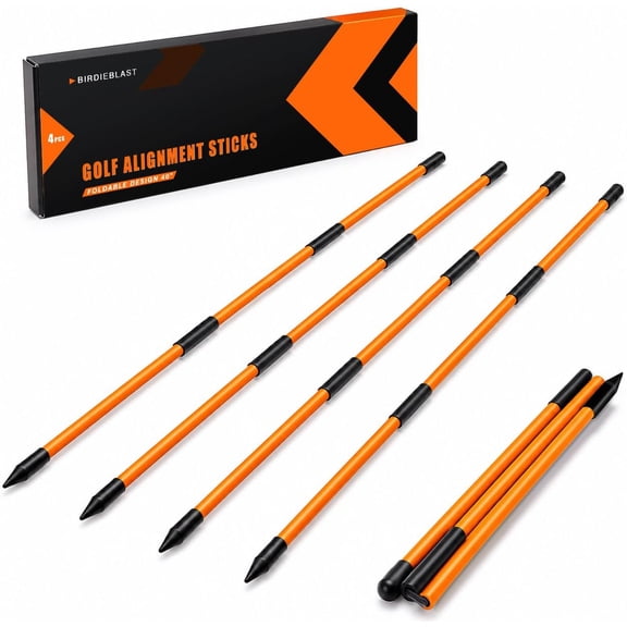 Professional 2 or 3 or 4 Pack Collapsible Golf Alignment Sticks, Premium 40" Alignment Golf Stick Ideal for Aiming, Putting and Swing Practice