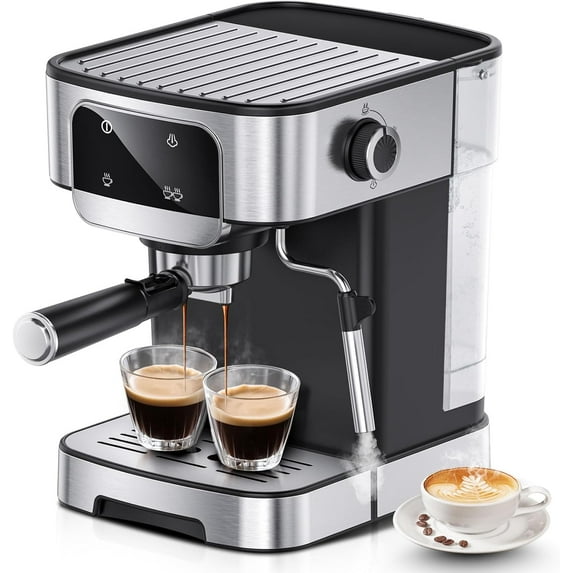 Professional 20 Bar Espresso Machine with Power Milk Frother, LED Touch Screen, 61OZ Removable Water Tank for Home Latte and Cappuccino