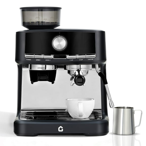 Professional 20 Bar Strong Coffee Machine with Built-in Grinder - Stainless Steel Coffee Maker - Integrated Milk Frother - 1.5L Removable Water Tank - Perfect for Latte, Cappuccino, Home or Office