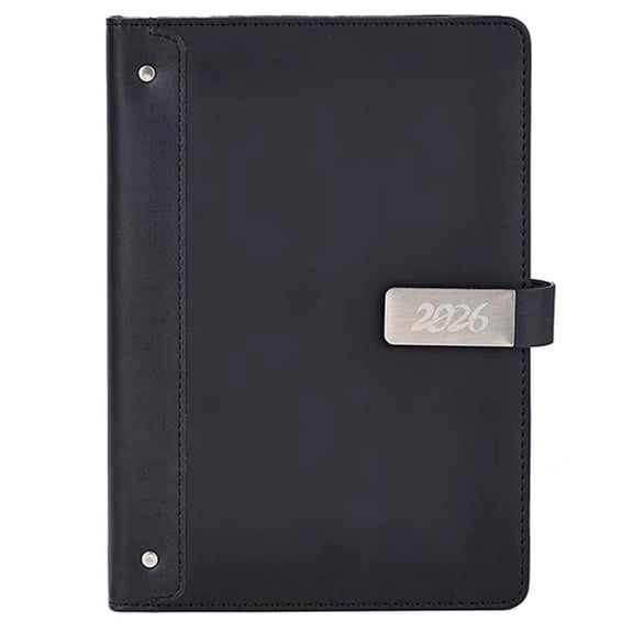 Professional 2026 Daily Planner Dated Leather Academic Planner Magnetic Closure Elastic Pen Slots For Daily Planning