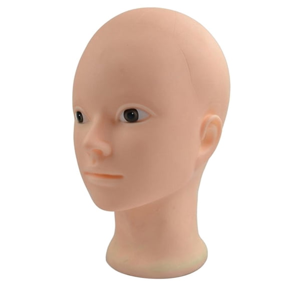 Professional 21'' Silic Practice Training Bald Head Cosmetology Doll Head for Extension Grafting Makeup