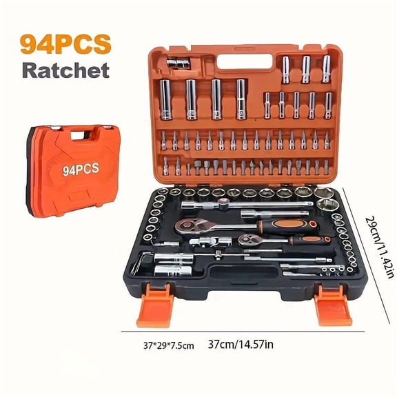 Professional 216-Piece Tool Set with 1/4", 3/8", 1/2" Drive Sockets, Ratchet Wrenches, S2 & CR-V Steel, Auto Repair & Racing Grade Tool Kit