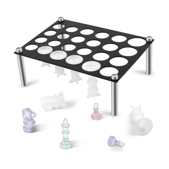 Professional 24 Cavity Chess Mold Stabilizer Storage Rack Transparency Acrylic Base For Perfect Casting Alignment
