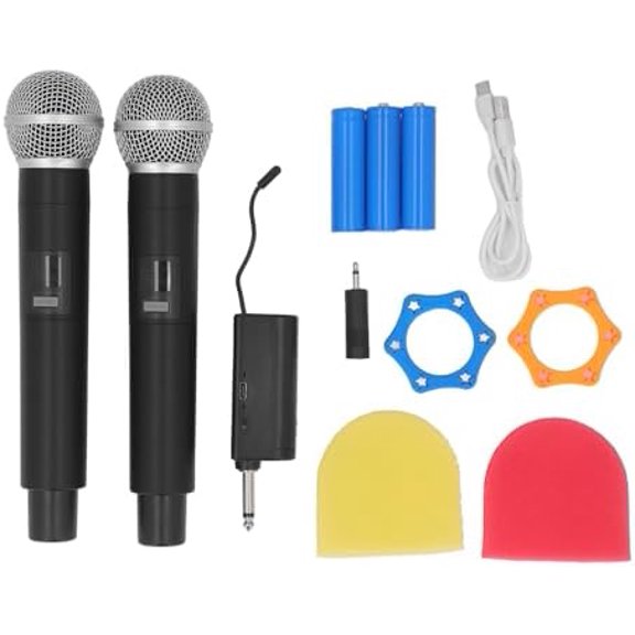 Professional 2Pcs Microphone Set, Rechargeable Handheld Mic System with Receiver for Karaoke, Language, Meeting$$Music