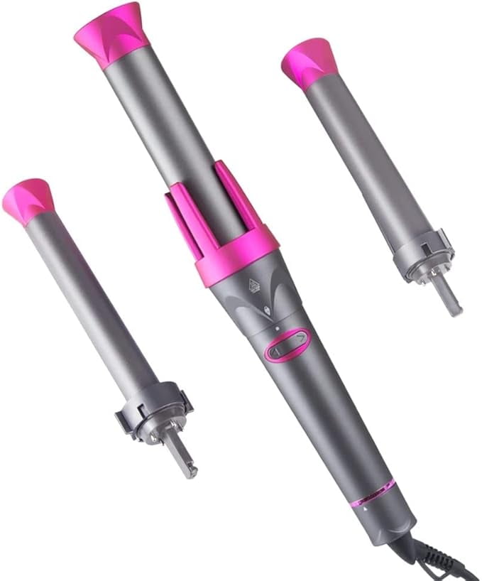 Professional 3 in 1 Auto Rotating Hair Curler Curling Wand Rollers with 3 Interchangeable Ceramic Barrels, Instant Heat Up, Fast Styling Dual Voltage Salon Tool