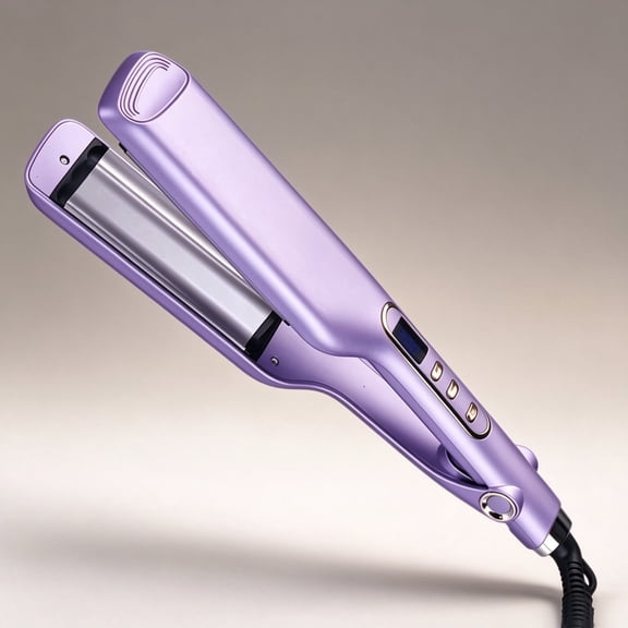 Professional 3-Barrel Hair Waver, Ceramic Triple Barrel Curler with Adjustable Temperature & Fast Heating, Styling Tool for Mermaid Waves and Deep Ripple Hairstyles, Purple
